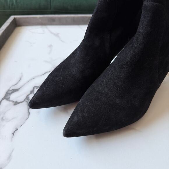 Stuart Weitzman Power Booties 75 in Black Suede Size 10.5 - Picture 7 of 10